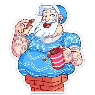 🍪 75b23ce4 Santa Claus 圣诞老人, 圣诞节, 节日, 纹身, 可爱, 冬天 telegram sticker