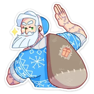 👋 85c2ff9c Santa Claus 圣诞老人, 圣诞节, 假日, 卡通, 纹身, 礼物, 冬天 telegram sticker