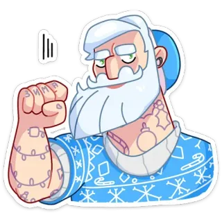 👊 bdfcc708 ЗИМА 圣诞老人, 冬天, 纹身, 圣诞节, 假日, 毛衣 telegram sticker