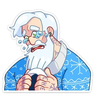 😭 e19457fb 圣诞老人, 哭泣, 悲伤, 纹身, 冬天, 雪花 telegram sticker