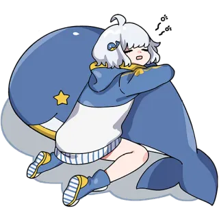 🥴 57c4d2d4 dễ thương, anime, cá voi, cô gái, ngủ, kawaii, phim hoạt hình telegram sticker