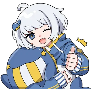 👍 9e9e234b Anime, Kawaii, Dễ thương, Sticker, Hoạt hình, Ngón tay cái giơ lên telegram sticker