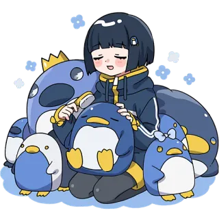 ☺️ d733e661 gái anime, chim cánh cụt, dễ thương, sticker, kawaii, hoạt hình telegram sticker