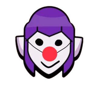 🤹 65a07ed4 clown, face, red nose, cartoon, purple hair telegram sticker