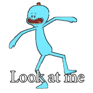 😃 bd288d88 Mr. Meeseeks Rick and Morty Look at me 미스터 미식스, 릭 앤 모티, 만화, 애니메이션, TV 프로그램 whatsapp sticker