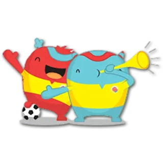 ⚽ 1694ef94 талисман, мультфильм, футбол, футбол, праздник, труба, команда telegram sticker