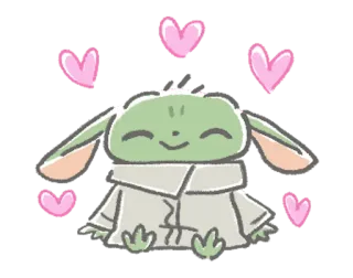 🥰 7af22d1b Grogu The Mandalorian baby yoda, fofo, corações, grogu, mandaloriano, star wars telegram sticker