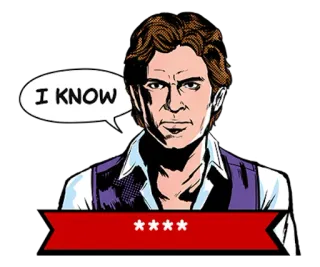 👍 8d43d565 Han Solo Star Wars I KNOW star wars, han solo, ficção científica, eu sei, filme telegram sticker