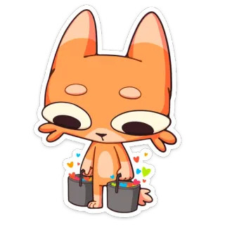 ❤️ 844af004 만화, 고양이, 귀여운, 동물, 양동이, 하트, 주황색 telegram sticker