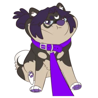 😠 b1bc1b65 anjing, imut, kartun, ungu, binatang, hewan peliharaan telegram sticker