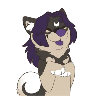😋 d4231b11 Furry, Binatang antropomorfik, Anjing, Bulan, Rambut ungu, Kartun, Lucu telegram sticker