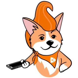 🧙 00644dc2 corgi, hond, dier, cartoon, oranje, huisdier, personage telegram sticker