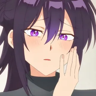 🙂 224c4d81 ragazza anime, capelli viola, rossore, anime, donna, ritratto telegram sticker