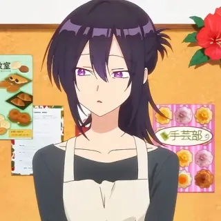 🙂 8b72df7b anime, ragazza, personaggio, capelli viola, scuola, grembiule telegram sticker