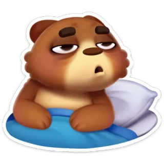 😴 15f76891 熊, 困倦, 卡通, 动物, 懒惰, 床 telegram sticker