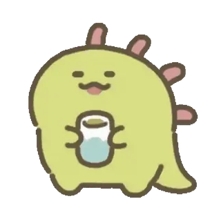 💚 14b17b22 динозавр, милый, монстр, напиток, мультфильм, наклейка whatsapp sticker