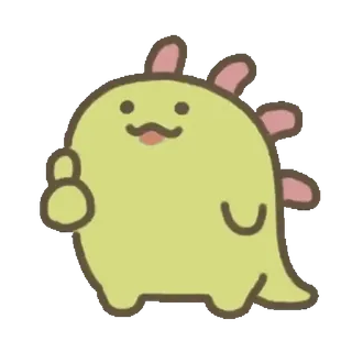 💚 2aa7702a динозавр, мультфильм, палец вверх, милый, животное, наклейка whatsapp sticker