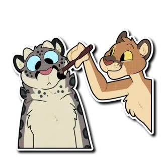 🎨 02d85a3e lion, panthère des neiges, dessin animé, anthropomorphe, autocollant, dessin, animaux telegram sticker