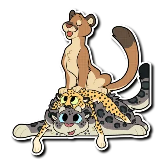 👑 0c8b0c85 animaux, cougar, léopard, panthère des neiges, dessin animé, mignon, pile telegram sticker