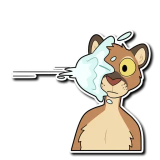 ❄️ 242c52ee sticker, dessin animé, animal, cougar, eau, drôle, expression telegram sticker