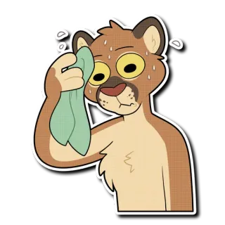 😰 2555ad13 animal, transpiration, poilu, dessin animé, lion telegram sticker