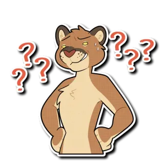 ❓ 2da52ca1 animal, dessin animé, point d'interrogation, incertain, confus, poilu telegram sticker