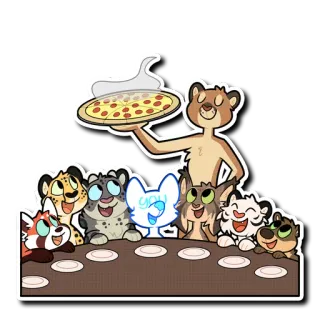 🍕 3643ab6e yay animaux, pizza, nourriture, dessin animé, mignon, autocollant telegram sticker