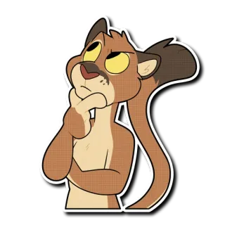 🤔 3cdb73d1 lion, penser, dessin animé, animal, mignon, inquiet telegram sticker