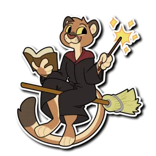 ✨ 4ba090b1 Furry, Animal, Magicien, Sorcière, Magie, Fantaisie, Chat, Livre, Balai telegram sticker