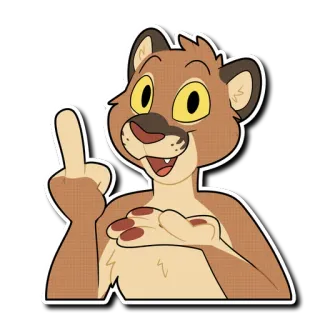 🖕 516bc979 animal, lion, geste obscène, doigt d'honneur, dessin animé, illustration telegram sticker