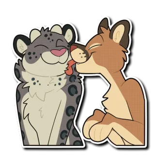 👅 5ac4ce3e panthère des neiges, couguar, chat, léchage, baiser, animal telegram sticker