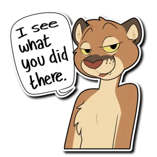 😏 5cac1a7d I see what you did there. lion, anthropomorphe, sarcasme, humour telegram sticker