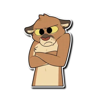 😠 6a43770e animal, cougar, dessin animé, autocollant, en colère, bras croisés telegram sticker