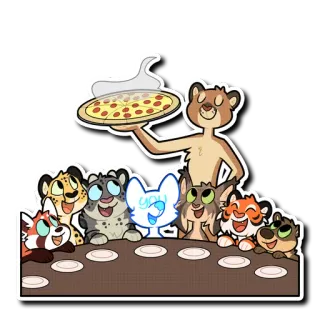 🍕 7d1bcdca you animaux, pizza, dessin animé, manger, fête, mignon, anthropomorphe telegram sticker