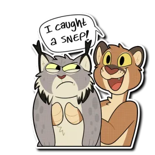 😃 e61685f6 I caught a SNEP! lynx, cougar, dessin animé, animaux, drôle telegram sticker