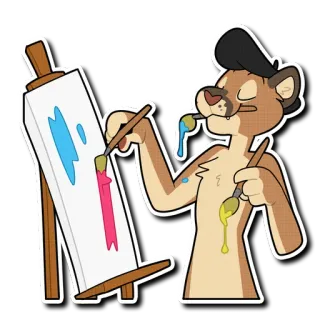 🎨 eaa70f77 furry, artiste, peinture, chevalet, peinture, animal, dessin animé telegram sticker
