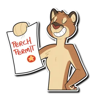 😌 f1485c97 PERCH PERMIT animal, permis, dessin animé, autocollant telegram sticker