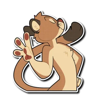 🛑 f81b19a6 animal, dessin animé, poilu, personnage, signe de paix, geste telegram sticker