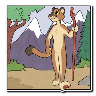 🏞 ff8466c8 dessin animé, cougar, randonnée, montagnes, animal, personnage, nature, furry telegram sticker