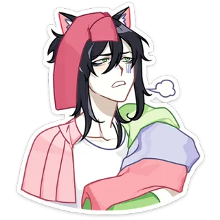 😮‍💨 179449b8 アニメ, ステッカー, 漫画, 眠い, 猫耳, 眠たい, パーカー telegram sticker