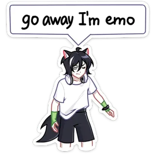 😖 32c190e8 go away I'm emo エモ, 狼, アニメ, 漫画, ティーン, あっち行って, 孤独 telegram sticker