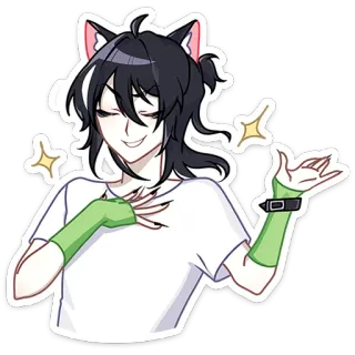 👌 6140d039 アニメ, 猫耳, キラキラ, 男性, キャラクター, 漫画, デジタルアート, ステッカー telegram sticker