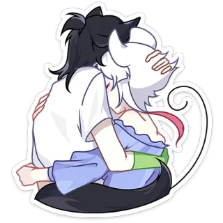🤗 77cc38d2 アニメ, 漫画, 可愛い, ハグ, 友達, 猫耳, 可愛い, 愛情 telegram sticker