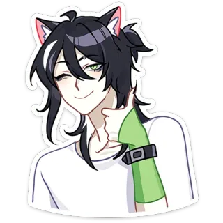 👍 7faadc20 アニメ, 猫耳, 漫画, かわいい, ウインク, ニヤリ, アニメ 男 telegram sticker