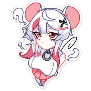 ❓ da878c49 Anime, Dessin animé, Mignon, Souris, Fille, Point d'interrogation, Tour de cou whatsapp sticker