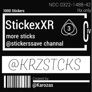 © 94e9d161 1000 Stickers
NDC 0322-1488-42
Rx only
StickexXR
more sticks
@stickerssave channal
@KRZSTCKS
Created by
@Karozas naklejki, sztuka naklejania, sztuka cyfrowa, czarno-białe, tekst, branding telegram sticker