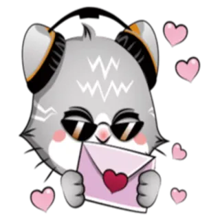 😍 ea0c38a9 猫, 动物, 爱, 心, 信封, 眼镜, 贴纸 telegram sticker