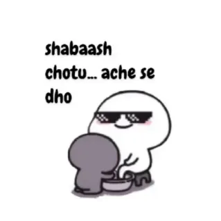 😎 5993b367 shabaash chotu... ache se dho Kartun, Pembersihan, Hindi, India, Meme, Stiker, Lucu telegram sticker
