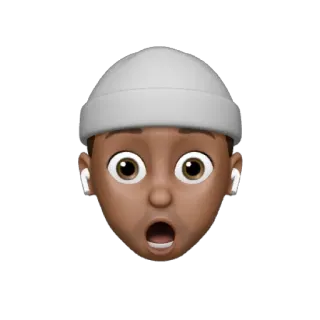 😲 3c0d0367 이모티콘, 충격, 놀람, 얼굴, 남자, 모자, Airpods telegram sticker