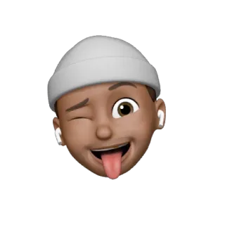 😜 bf1d22fd 이모지, 아바타, 윙크, 혀, 비니, Airpods, 얼굴 telegram sticker